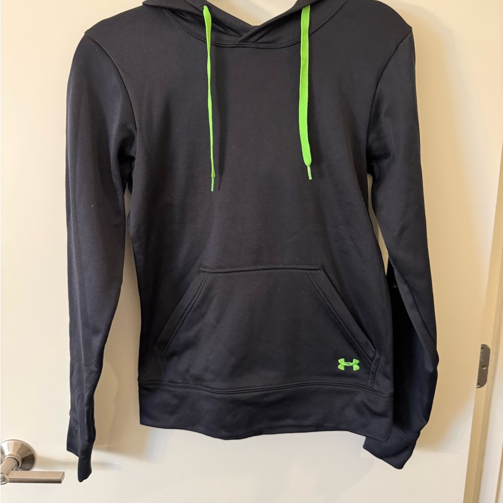 Under Armour Black Hoodie Sweatshirt with Neon Green Accents